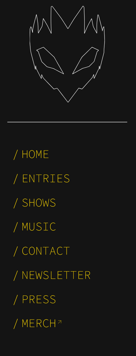 The sidebar nav menu, which features a bright yellow background and angled pink right-edge on hover